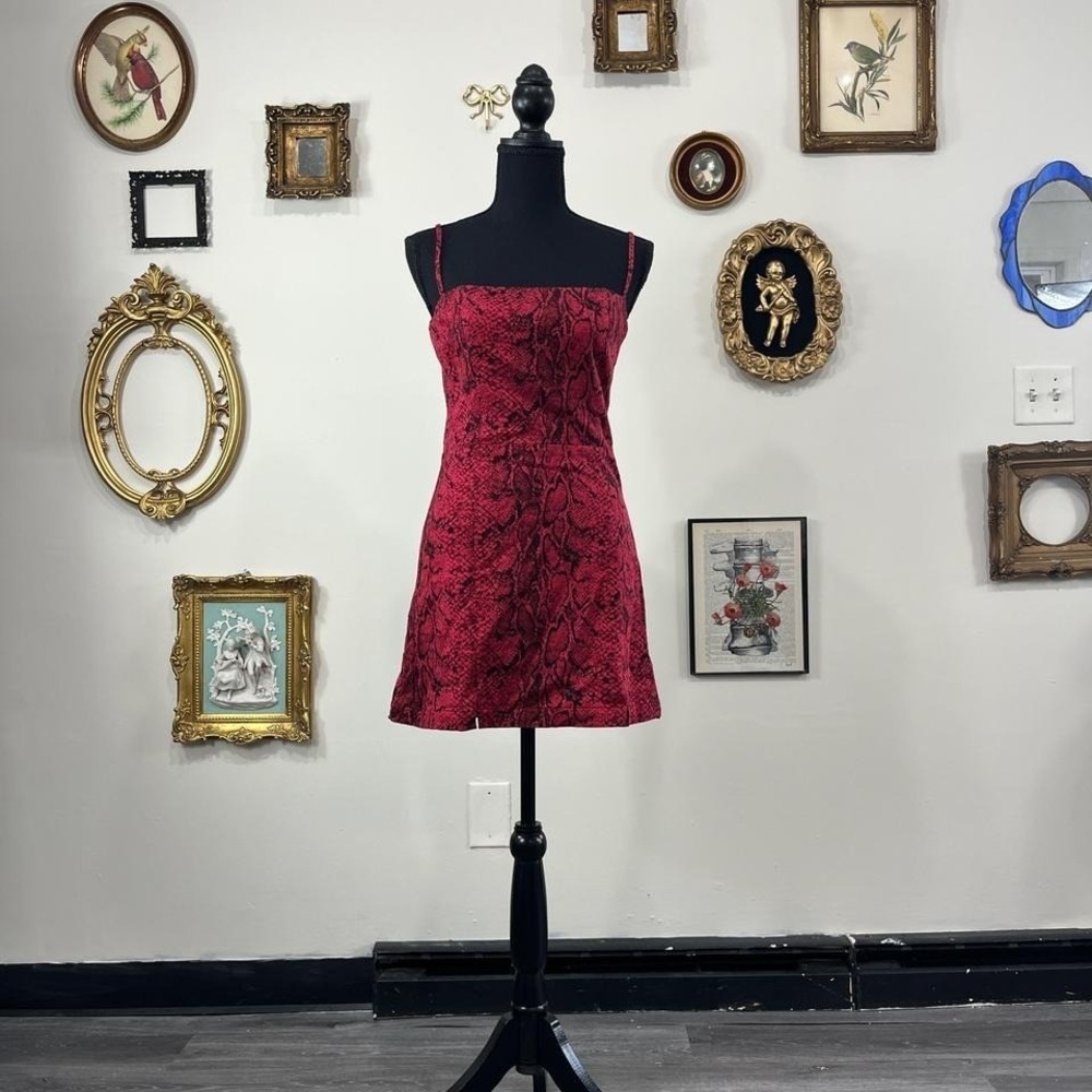 Reformation Red Snakeskin Mini Dress bodycon